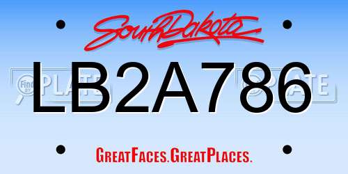 LB2A786 South Dakota License Plate