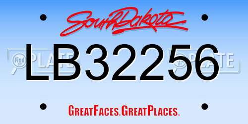 LB32256 South Dakota License Plate