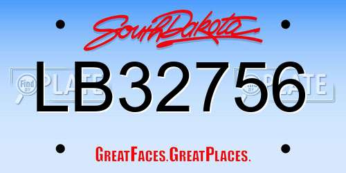LB32756 South Dakota License Plate