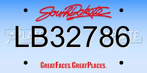 LB32786 South Dakota License Plate