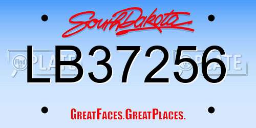 LB37256 South Dakota License Plate