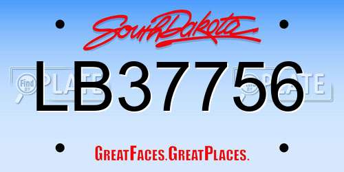 LB37756 South Dakota License Plate