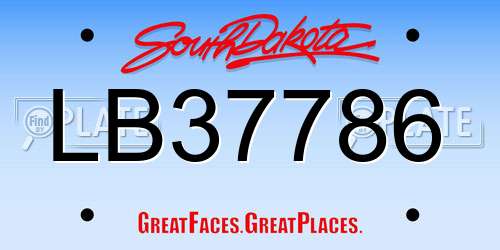 LB37786 South Dakota License Plate