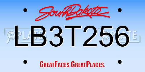 LB3T256 South Dakota License Plate