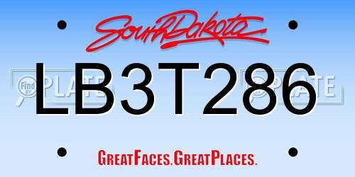 LB3T286 South Dakota License Plate