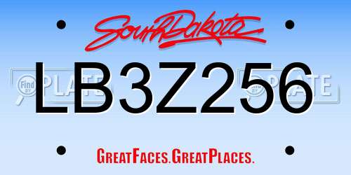 LB3Z256 South Dakota License Plate