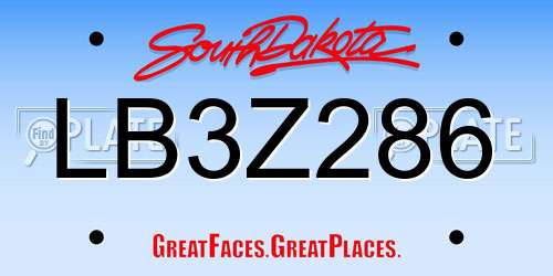 LB3Z286 South Dakota License Plate