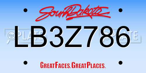 LB3Z786 South Dakota License Plate
