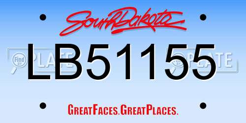 LB51155 South Dakota License Plate