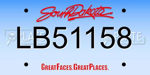 LB51158 South Dakota License Plate