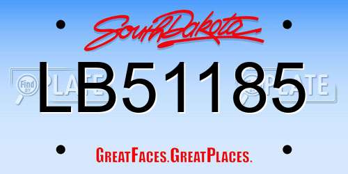 LB51185 South Dakota License Plate