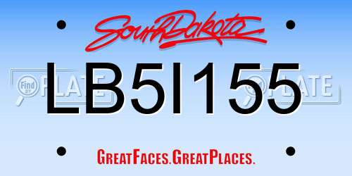 LB5I155 South Dakota License Plate