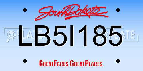 LB5I185 South Dakota License Plate