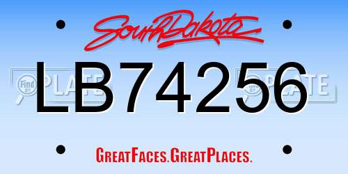 LB74256 South Dakota License Plate