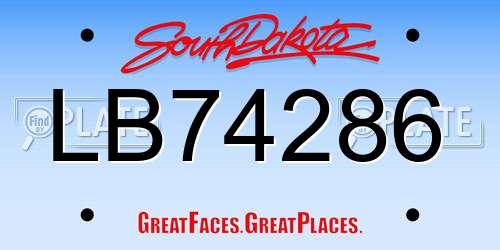 LB74286 South Dakota License Plate