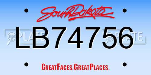 LB74756 South Dakota License Plate