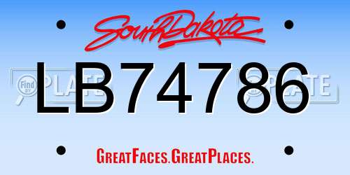 LB74786 South Dakota License Plate