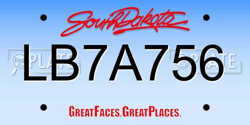 LB7A756 South Dakota License Plate