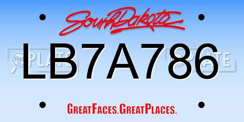 LB7A786 South Dakota License Plate