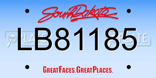 LB81185 South Dakota License Plate