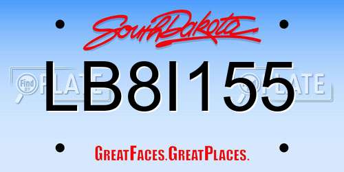 LB8I155 South Dakota License Plate
