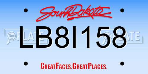 LB8I158 South Dakota License Plate
