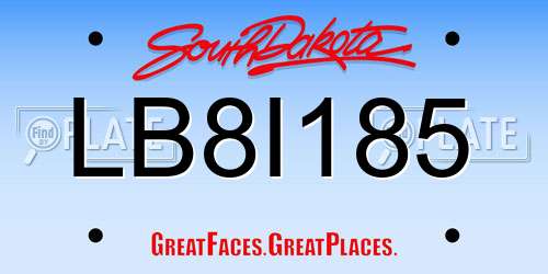 LB8I185 South Dakota License Plate