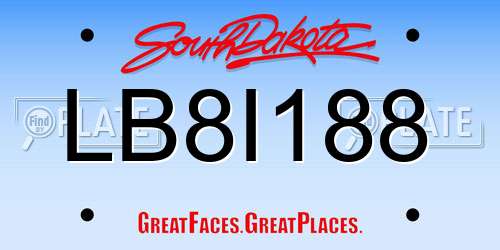 LB8I188 South Dakota License Plate