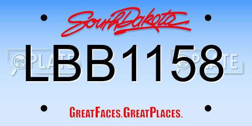 LBB1158 South Dakota License Plate