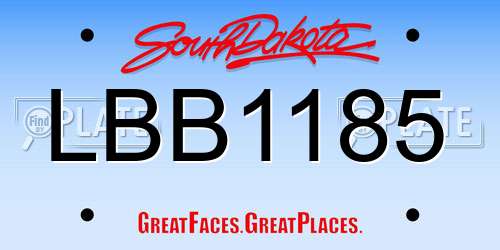 LBB1185 South Dakota License Plate