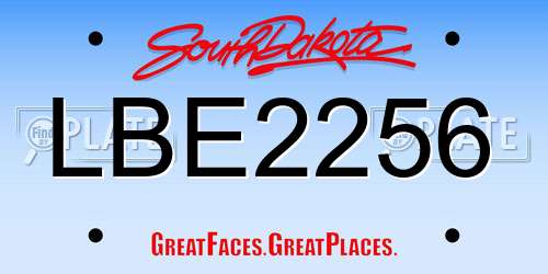 LBE2256 South Dakota License Plate