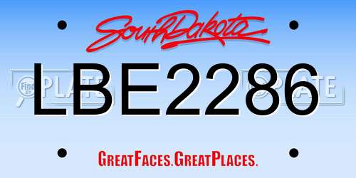 LBE2286 South Dakota License Plate