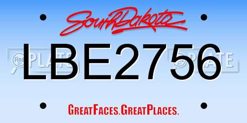 LBE2756 South Dakota License Plate