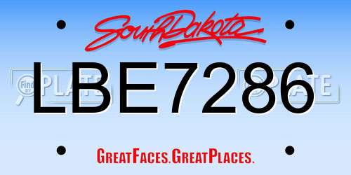 LBE7286 South Dakota License Plate