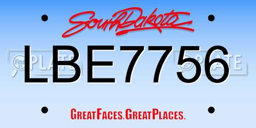 LBE7756 South Dakota License Plate
