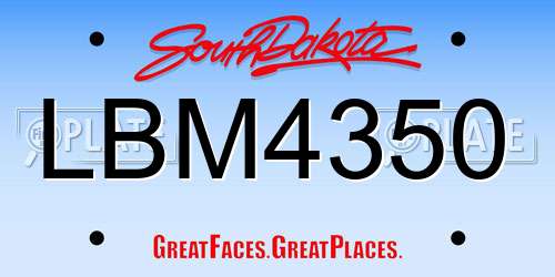 LBM4350 South Dakota License Plate