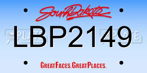 LBP2149 South Dakota License Plate