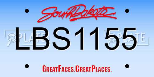 LBS1155 South Dakota License Plate