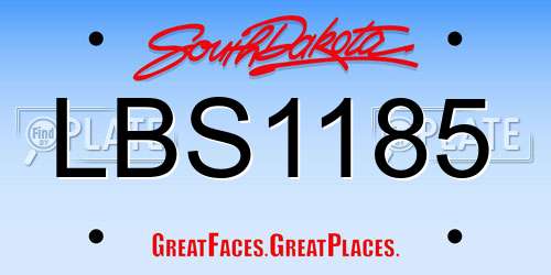 LBS1185 South Dakota License Plate