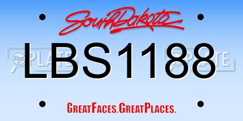 LBS1188 South Dakota License Plate