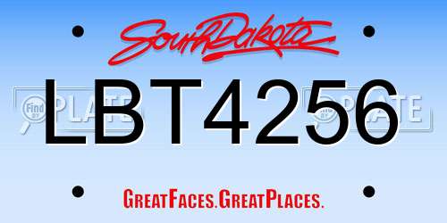 LBT4256 South Dakota License Plate