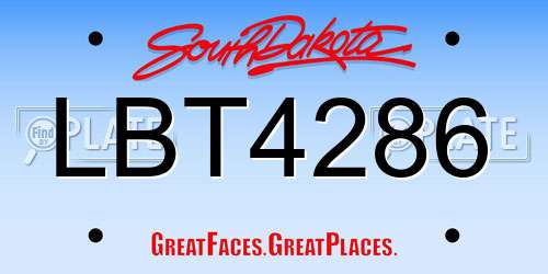 LBT4286 South Dakota License Plate