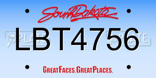 LBT4756 South Dakota License Plate