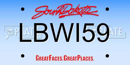 LBWI59 South Dakota License Plate