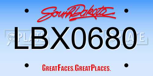 LBX0680 South Dakota License Plate
