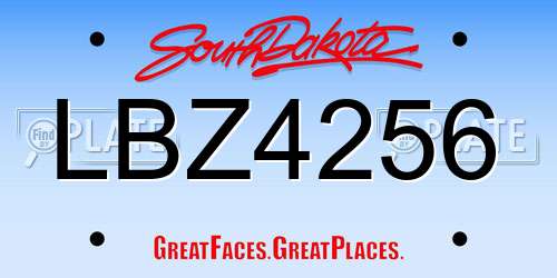 LBZ4256 South Dakota License Plate