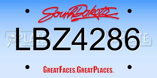 LBZ4286 South Dakota License Plate
