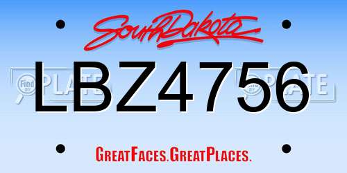 LBZ4756 South Dakota License Plate