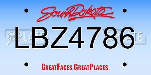 LBZ4786 South Dakota License Plate