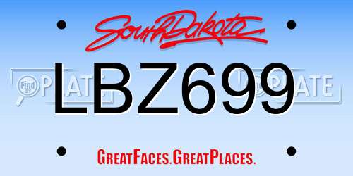 LBZ699 South Dakota License Plate